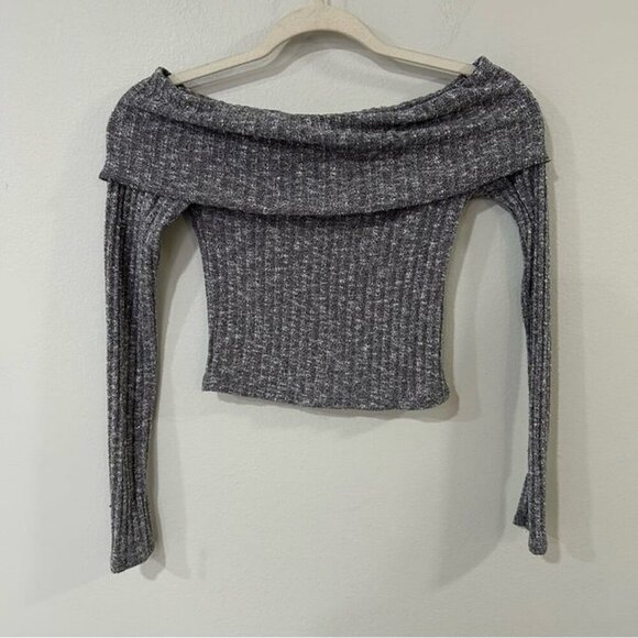 Urban Outfitters Gray Off-the-Shoulder Bodycon Sweater Women’s Size Small - Picture 1 of 5